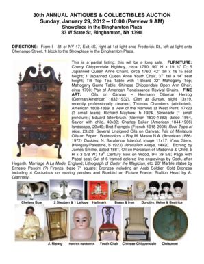 Fillable Online Th Annual Antiques Collectibles Auction Weitsman