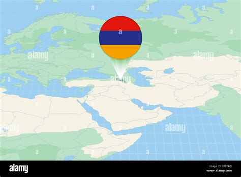 Map illustration of Armenia with the flag. Cartographic illustration of ...