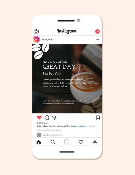 Coffee Shop Instagram Ad Template in PSD - Download | Template.net