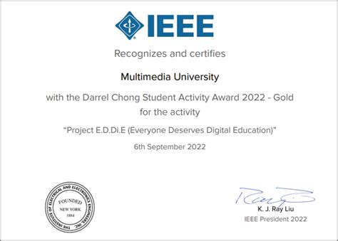 IEEE MMU Student Branch Wins Gold Award at International Level for ...