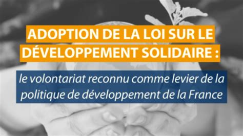 Adoption De La Loi Sur Le Développement Solidaire Le Volontariat