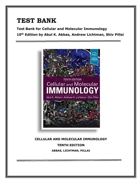 TEST BANK Cellular and Molecular Immunology 10th Edition Abul K. Abbas