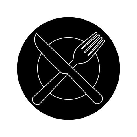 Plate Fork And Knife Icon Vector In Flat Style Food Symbol Isolated