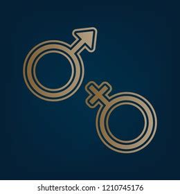 Sex Symbol Sign Vector Golden Icon vector de stock libre de regalías