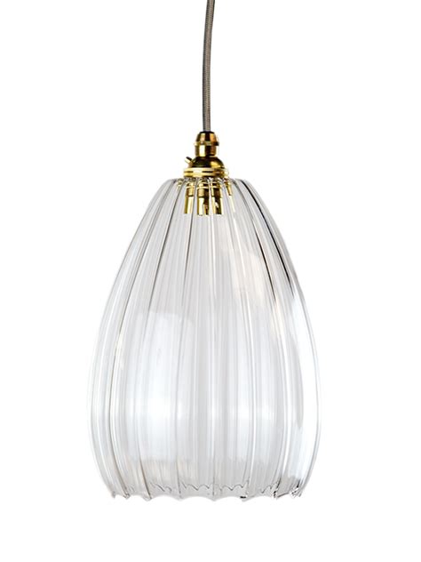 Handcrafted Fluted Glass Dome Light Clear Glass Pendant Light Dome Lighting Glass Ceiling