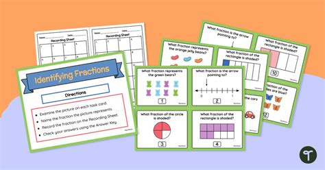 Identifying Fractions Task Cards Teach Starter