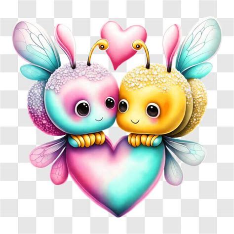 Download Adorable Bees Hugging In An Affectionate Gesture Png Online