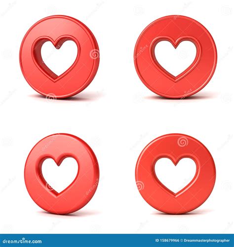 D Social Media Notification Love Like Heart Icons Hole Heart Shape In