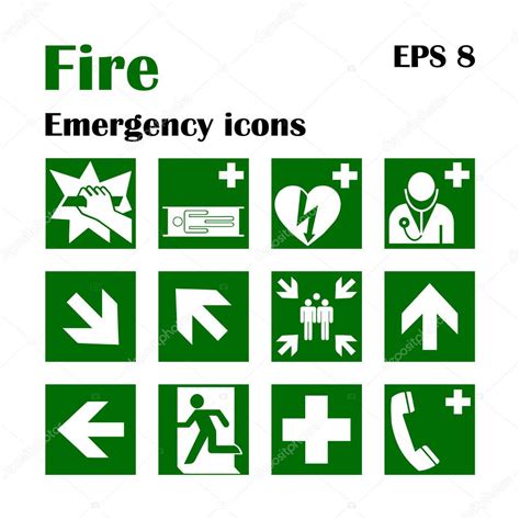 Dispara iconos de emergencia Ilustración vectorial Salida de