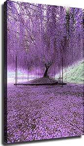 amazoncom purple wisteria tree poster wall art canvas painting