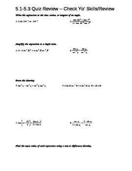 Trig Identities and Proofs Worksheet by Amy Query | TpT