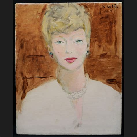 Marcel Vert S Portrait De Jeune Femme Blonde Aux Yeux Bleus Tableau