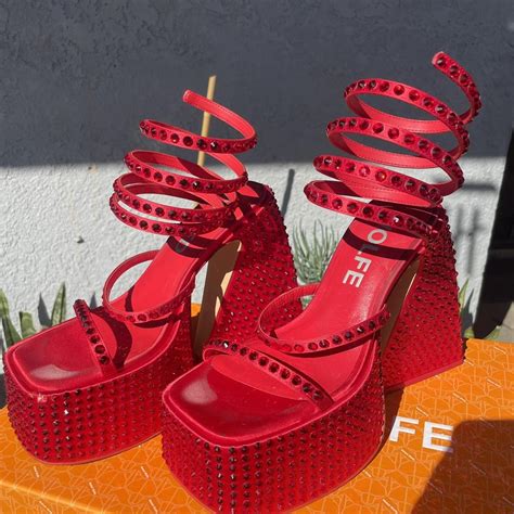 Naked Wolfe Women S Red Footwear Depop