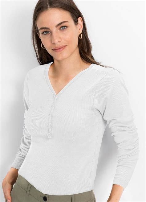 Blusa Branca Em Canelado Bonprix