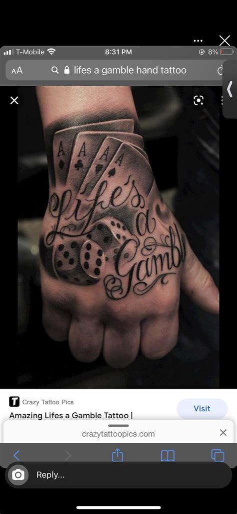 Life Is A Gamble Hand Tattoo - Printable Calendars AT A GLANCE