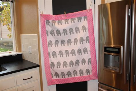 Hot Pink Cuddle Minky Dot Fabric With Grey And White Elephant Baby