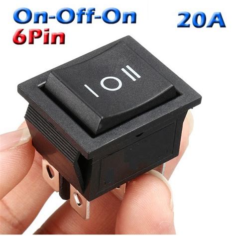 Jual Rocker Switch Power Hitam 6 Pin Kaki Saklar On Off On Switch Dpdt