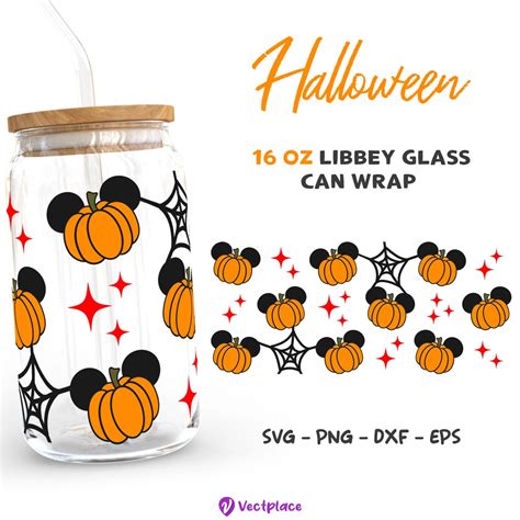 Mickey Pumpkin Libbey Can Glass Wrap Oz Svg Vectplace