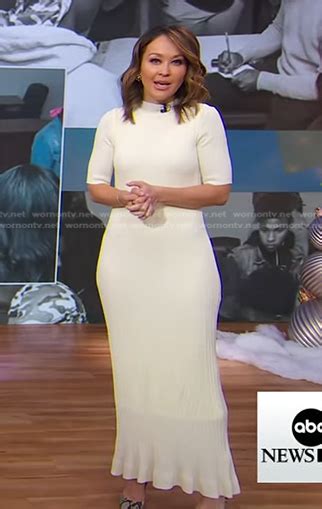 Wornontv Evas White Ribbed Knit Maxi Dress On Good Morning America