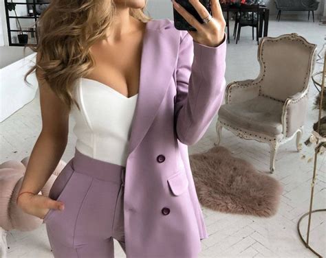 2 Piece Blazer Trouser Suit For Women Black Pantsuit Womens Womens