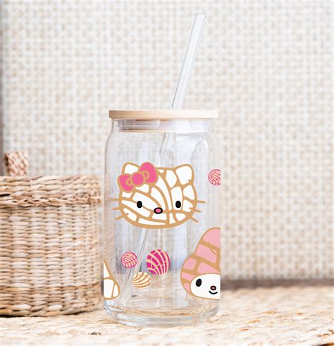 Sanrio Hello Kitty Conchas Glass Cup Vinyl Glass Can Etsy