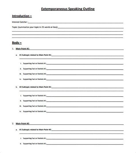 Speech Outline Template - 8+ Free Sample, Example, Format Download!