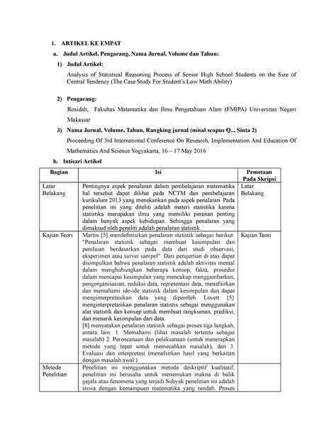 Format Telaah Jurnal 1 Artikel Ke Empat A Judul Artikel Pengarang