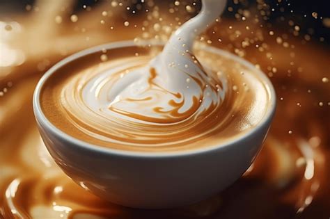 Premium Ai Image Coffee White Milk Drink Hot Foam Generate Ai