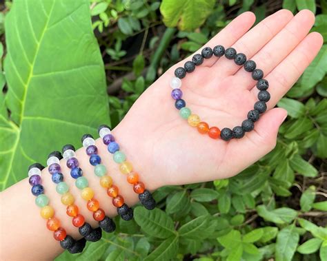 Chakra Lava Stone Bracelet Mm Round Lava Rock Chakra Gemstones