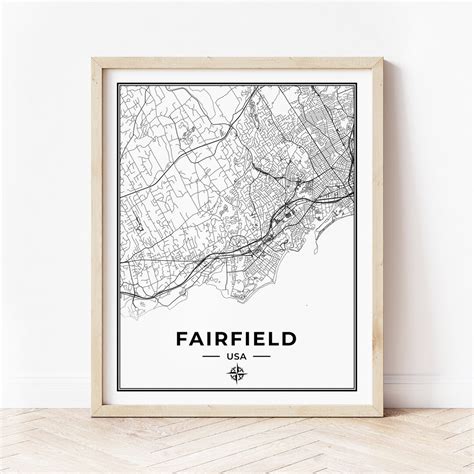 Fairfield Map Print Map of Fairfield Connecticut Digital Download - Etsy