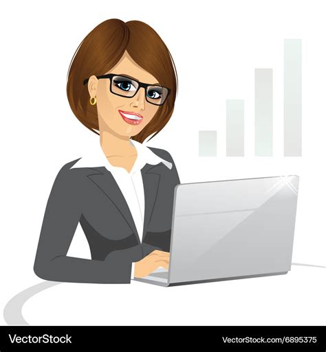 Business Woman Working On Laptop Royalty Free Vector Image