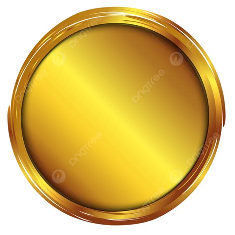 Círculo Dourado Metálico Realista Fundo Transparente Vetor PNG