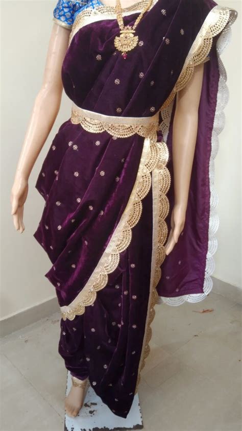 Readymade Stitched Velvet Nauvari Saree