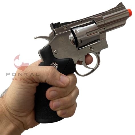 Revolver De Airsoft Rossi Wingun 708s Niquelado 2 Esfera 6mm