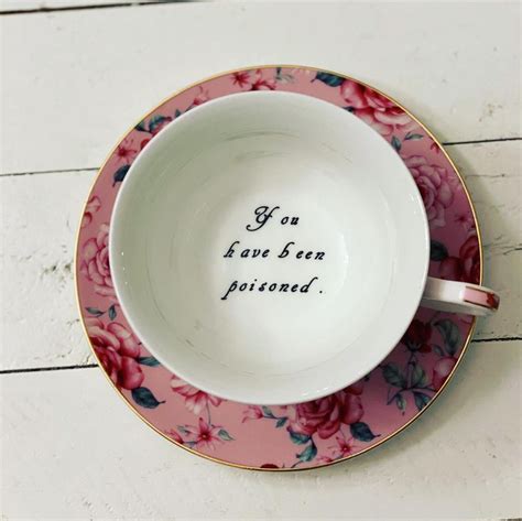 You Ve Been Poisoned Pink Floral Tea Cup Saucer Etsy Tea Cup