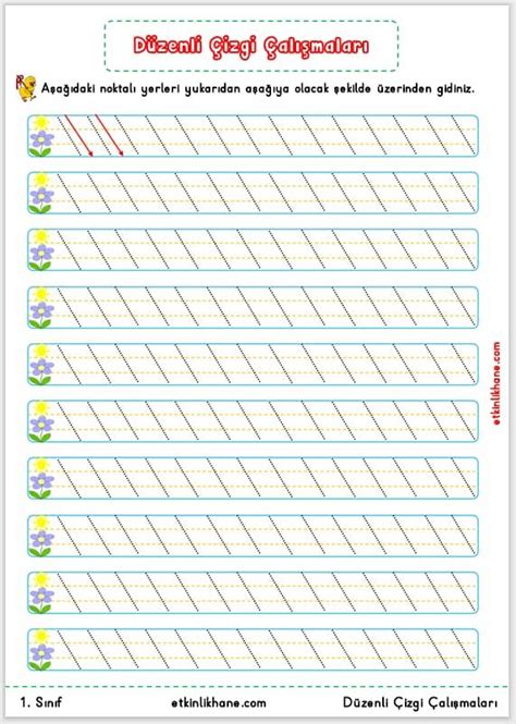 1 Sınıf Düzenli Çizgi Çalışmaları etkinlikhane Çizgiler Okul
