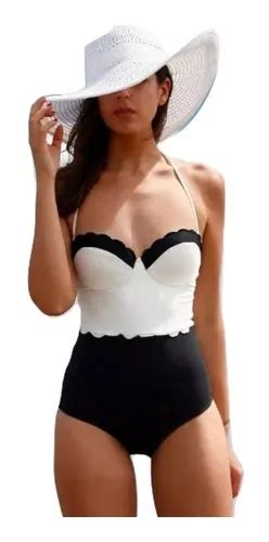 Bikini Vintage Push Up Hermoso Traje De Baño Mujer Bicolor Meses sin intereses