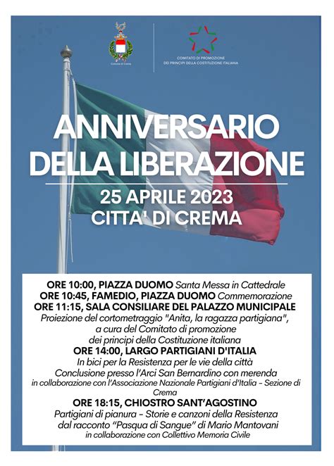 25 Aprile 2023 Anniversario Della Liberazione Programma Eventi Comune Di Crema