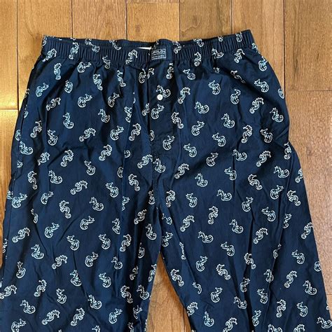 Mens Polo Ralph Lauren Pajama Pants Blue White Seahor Gem