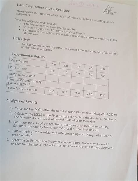 Solved Chem Lab Iodine Clock Reaction I Am Very Confused Chegg