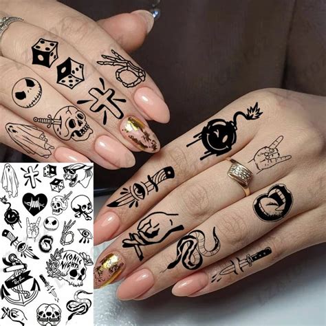 Sticker Tattoo Waterproof Temporary Tattoo Waterproof Tiny Skull Snake