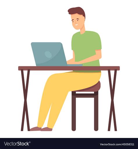 Laptop desktop work icon cartoon online Royalty Free Vector