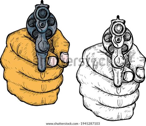 Hand Pointing Revolver Pistol Barrel Hand Stock Vector Royalty Free