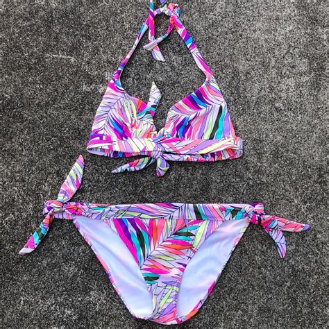 Victorias Secret Neon Palm Leaf Bikini Set Gem