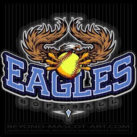 Softball Eagle Clip Art Graphic Vector Softball Image