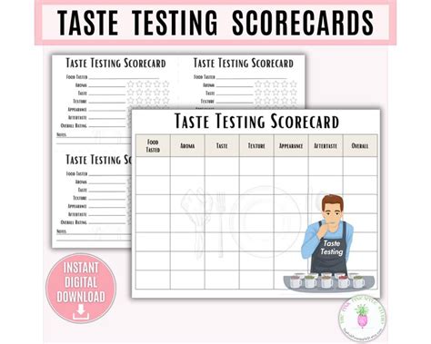 Taste Testing Scorecard Printable Cookoff Tasting Party Taste Test