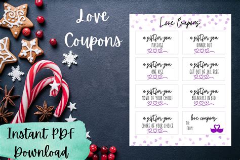 Printable Love Coupons Christmas T Instant Download Etsy