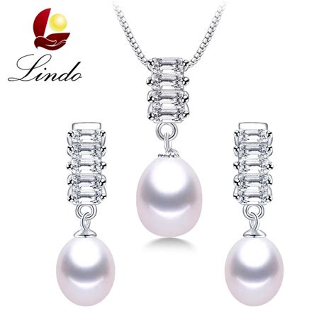 Lindo Silver Real Natural Freshwater Pearl Jewelry Sets For Women