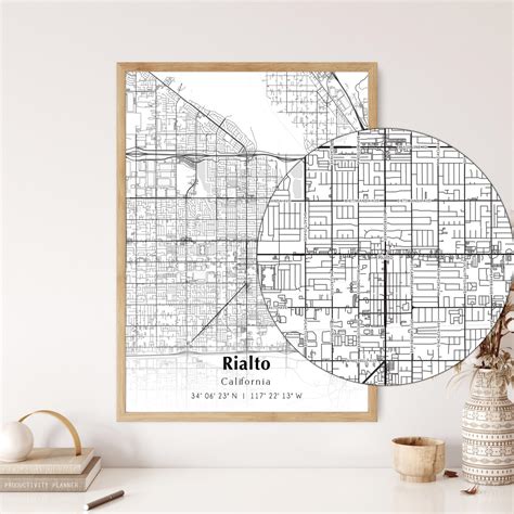 Map of Rialto Digital File, Modern City Map, Rialto Printable Map ...