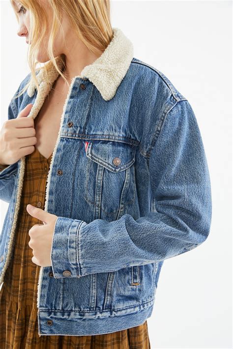 Levis Ex Boyfriend Sherpa Denim Trucker Jacket Urban Outfitters Jacket Outfit Women Sherpa